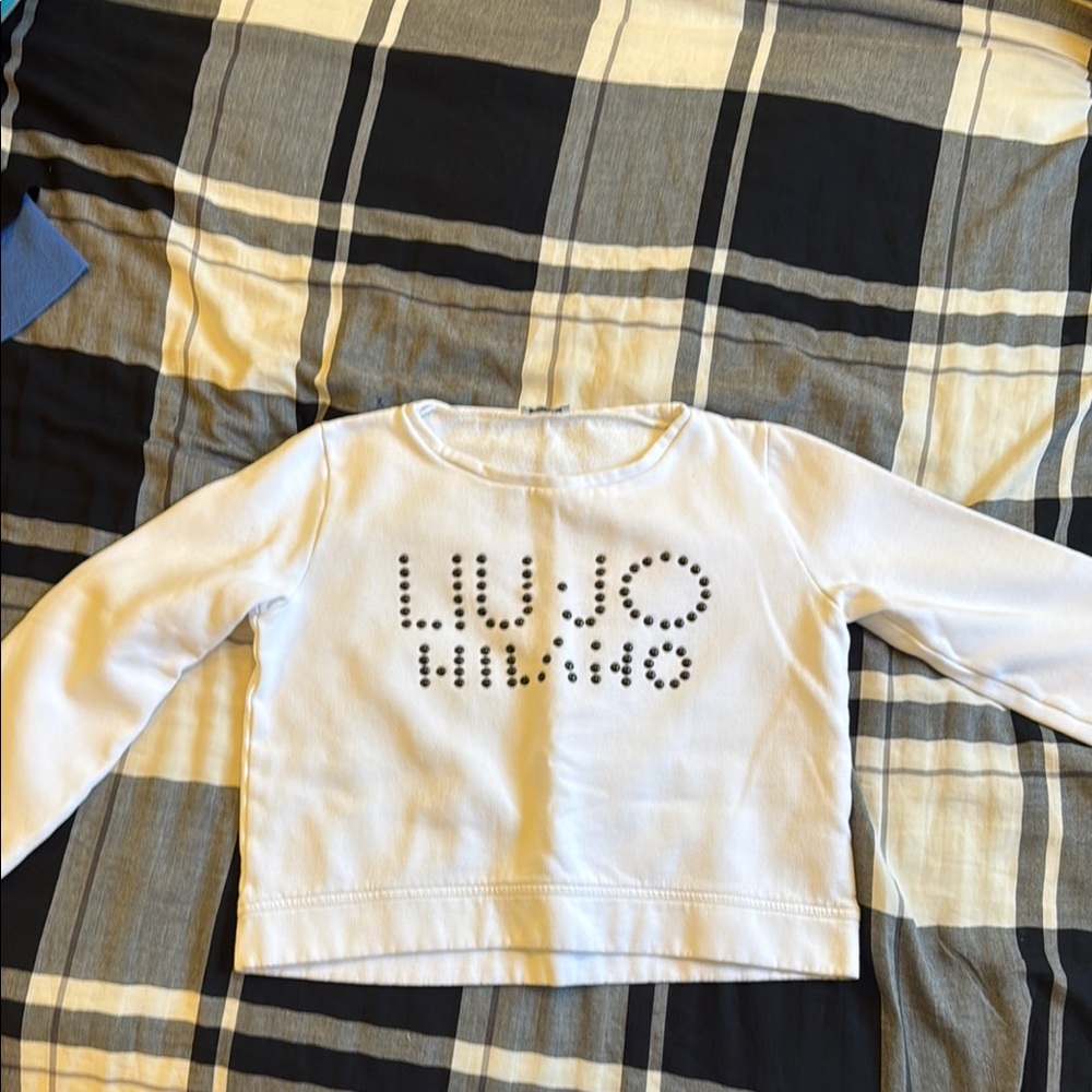 Liu Jo White Long Sleeve Tee with Milano Print